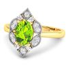 Image 2 : 14KT Yellow Gold 1.05ctw Peridot and Diamond Ring