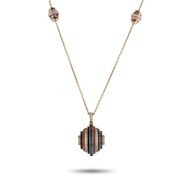 Cartier Collier Nouvelle Vague 18K Rose Gold Diamond, Hematite, Amethyst, Opal Rose, and Quartz Neck