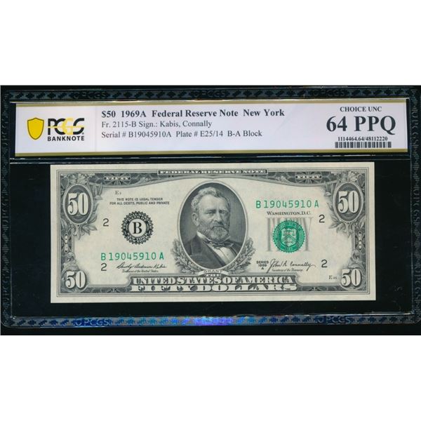 1969A $50 New York FRN PCGS 64PPQ