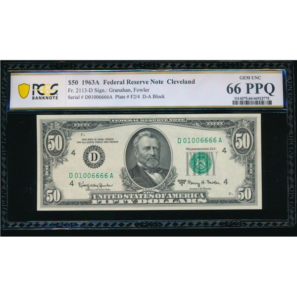 1963A $50 Cleveland FRN PCGS 66PPQ