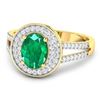 Image 2 : 14KT Yellow Gold 1ctw Zambian Emerald and Diamond Ring