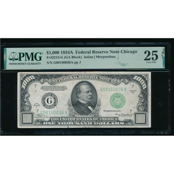 1934A $1000 Chicago FRN PMG 25NET
