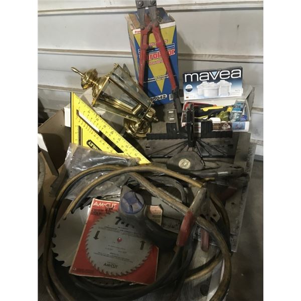 Tub with: Booster Cables, Mitre box, 2 Framing