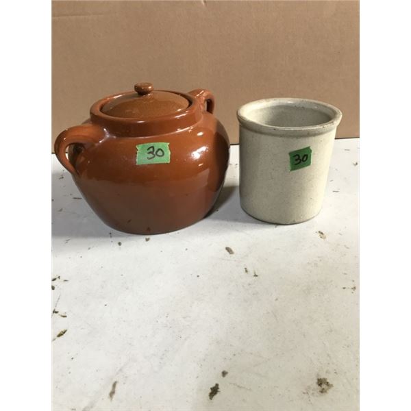 #3 Bean Pot w/lid & Small crock