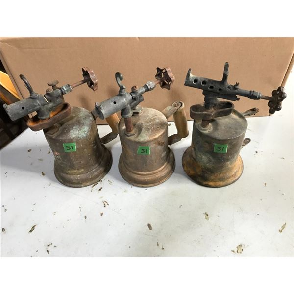 3 antique blow torches