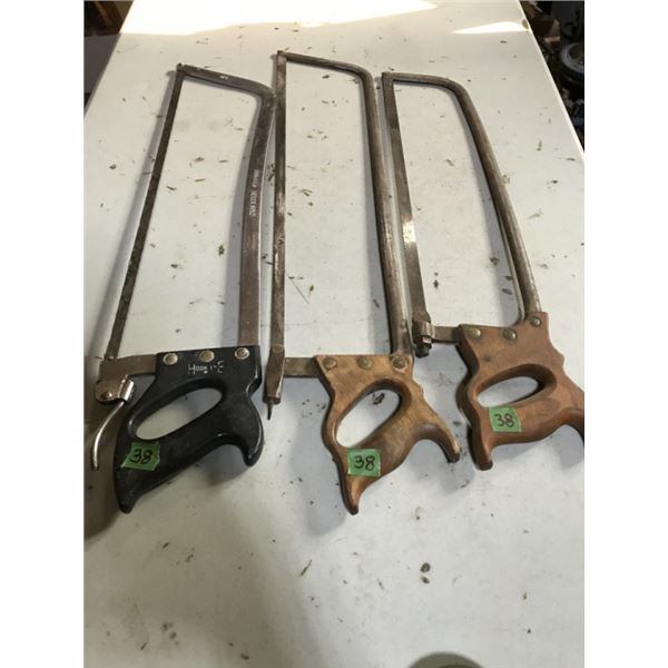 3 Vintage Meat Saws. All have makers stamps