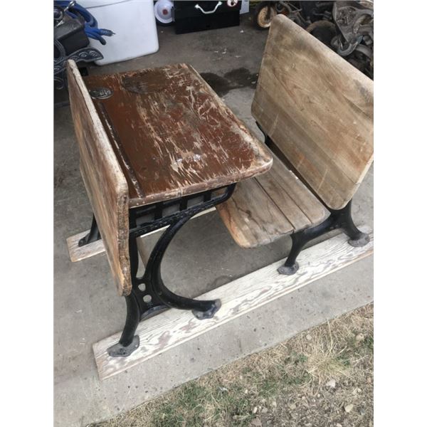 Antique cast iron & wood desk