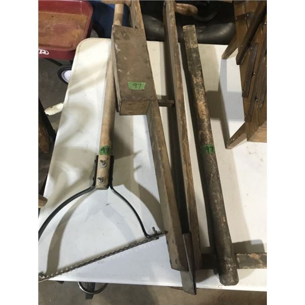 Antique Planter, Weed cutter + old handle
