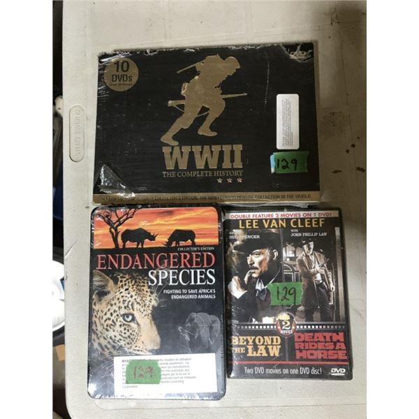 3-New DVD Sets WWII, Western, Animals