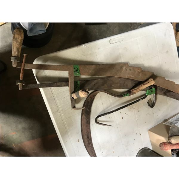 2-Hay knives, Sickle and Bale hook