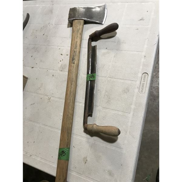 Vintage Drawknife 10.5" + Vintage Axe G. Handles