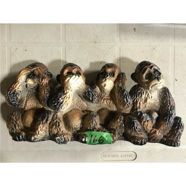 Chalkware Figurine "See no evil, Speak no evil,