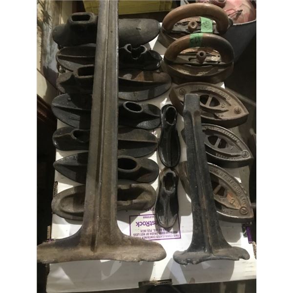 Shoe lathe set + Sad irons with 2 handles