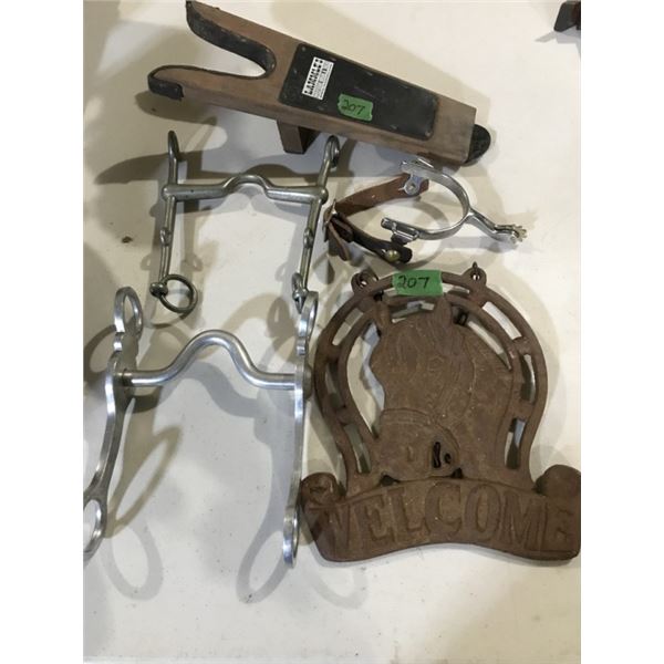 Cast Iron Welcome, boot jack & 2 Bits