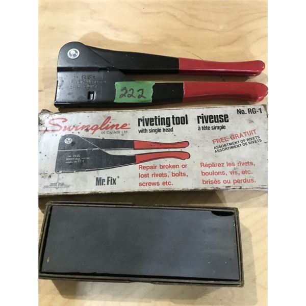 Vintage Rivet tool + Sharpening stone Craftsman
