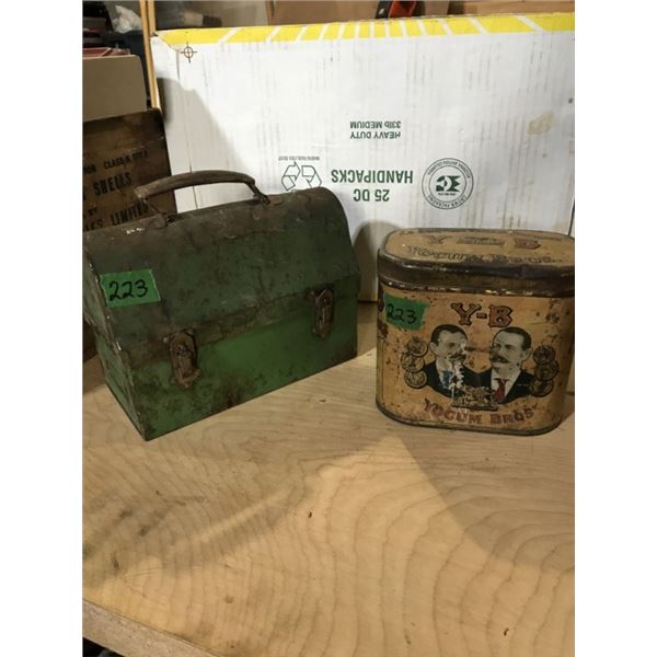 Antique Yokum Bros Cigar Tin + Lunch box with