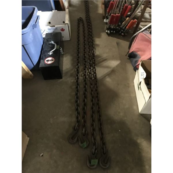 2 Heavy 3/8" Chain with hooks 16' + 10'