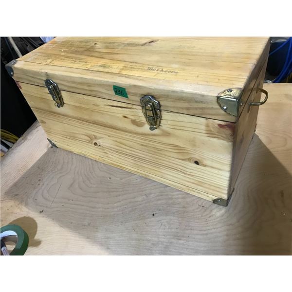 Wood Trunk with brass handles, corners, snaps +
