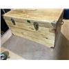 Image 1 : Wood Trunk with brass handles, corners, snaps +