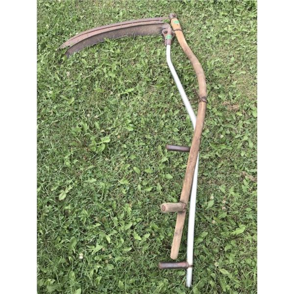 2 Antique Scythes Wood handle + Aluminum