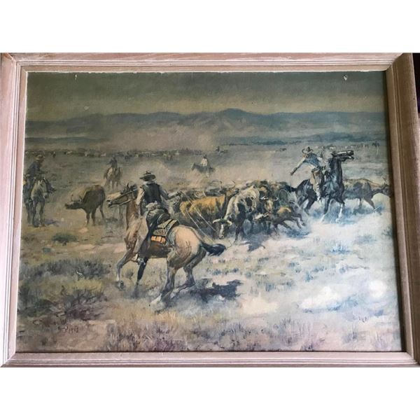Framed, Signed Print by Charles Russel