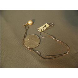 16" silver chain with a beautiful pearl and small diamond (241)