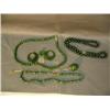 Image 1 : Lot of jade jewelry: apple on gold chain; jade bead necklace, 4"; 20" jade necklace; chunk jade neck