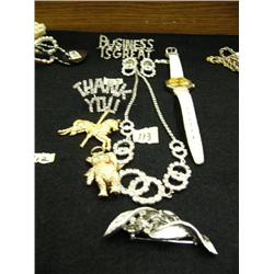 Lot of rhinestone jewelry - pins, earrings, etc.(241)