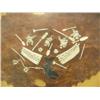 Image 2 : Extremely rare seal skin applique art work with men flying through air after being attacked by whale