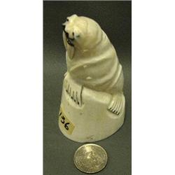 4" whale's tooth carved into a walrus, circa 1960 (3)