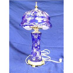 18" cut to clear cobalt crystal lamp with brass base Dhesoleu Bry Pec (3)