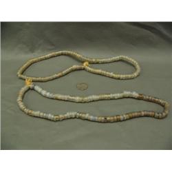 Two strand of Vaseline glass trade beads, 27" (3)