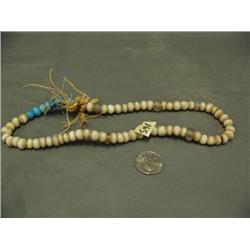 20" strand of white and Vaseline glass and blue trade beads (3)