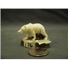 Image 1 : 1.75" white ivory bear on an antler base carved by RKS (252)
