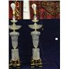 Image 2 : Pair of brass based glass lamps, one has damage to crystal bowl (241)