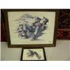 Image 1 : Lot of 2 Doug Lindstrom prints 13.5 x 7.5 framed gold miner and dog, signed and the other is Eskimo 