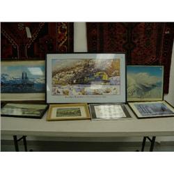 Lot of 7 pictures - 1997 AK RR Poster, Photograph of Arco Spirit Super Tanker in Valdez, Aerial phot