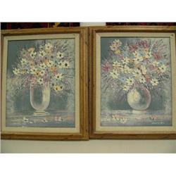 Two original oils by Thomas Pell, flower vases framed: 26 x 22 (241)