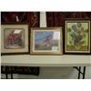 Image 1 : Lot of 3 pictures: Roses in vase framed: 27 x 27; children at beach 22 x 27; Van Gough "Sunflowers" 
