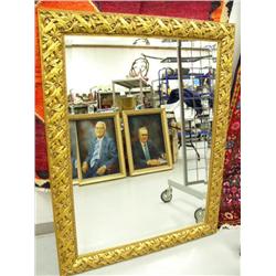 Large beveled framed gilded mirror 37 x 48 (241)