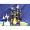 Image 8 : Lot of hand carved African figure, Russian doll, wooden Dutch shoes, wicker basket (241)