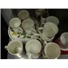 Image 2 : Lot of fine English bone china cups and asst glassware, lot of seven beautiful colored goblets,