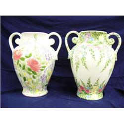 Two large hand painted vases (241)