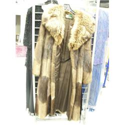 Muskrat ladies' full length coat by David Green, needs repair on shoulder (241)