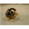 Image 3 : 14K gold ring with black pearl and many small diamonds .3 oz total weight (241)