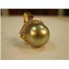 Image 2 : 14K gold ring with black pearl total wight.2 oz (241)
