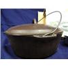 Image 4 : Cast iron Dutch oven with lid #8 10 5/8" and 10" frying pan with glass cover, 24K gold plated accent