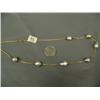 Image 1 : 14K gold necklace with 7 large black pearls length is 18"(241)