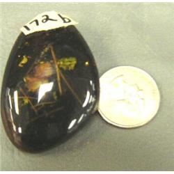 CHOICE ON 4: piece of amber, drilled to wear as pendant, each has leaf (3)