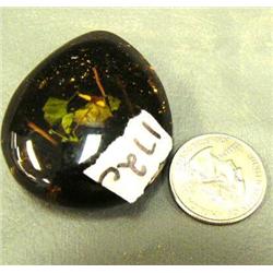 CHOICE ON 4: piece of amber, drilled to wear as pendant, each has leaf (3)